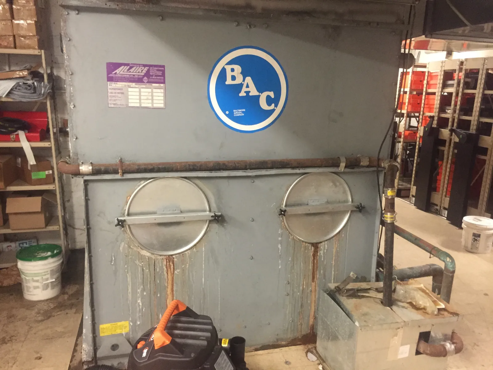 Basement cooling tower replacement, project photo 1